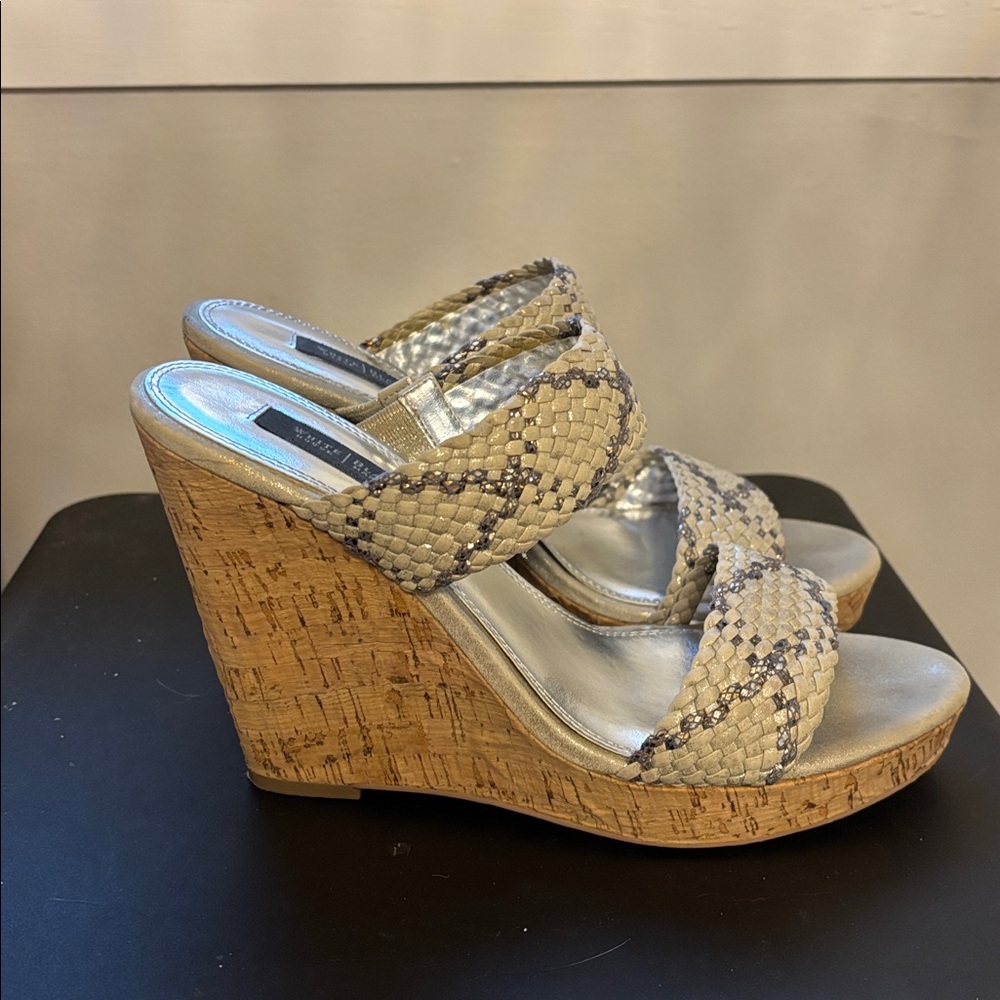 White House Black Market Tan Woven Wedges - Picture 3 of 3